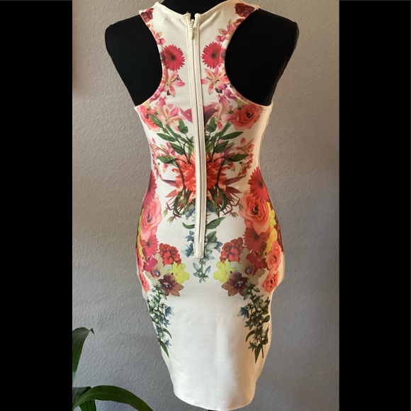 Forever 21 Ivory Floral Print Sheath Dress, S - Picture 3 of 5